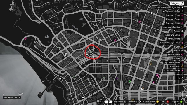 Weazel Plaza location on the GTA Online map