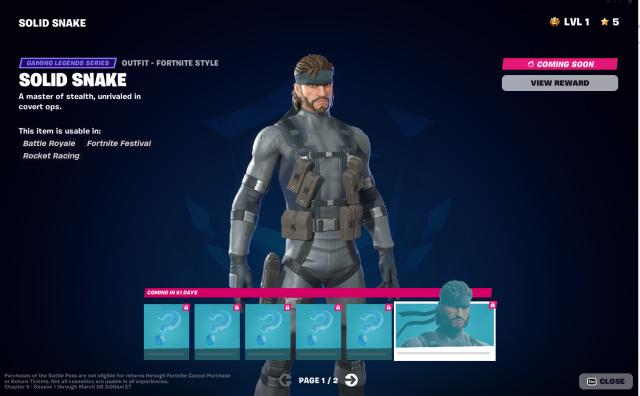 Solid Snake in Fortnite