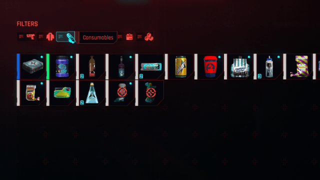 List of consumables in the inventory.