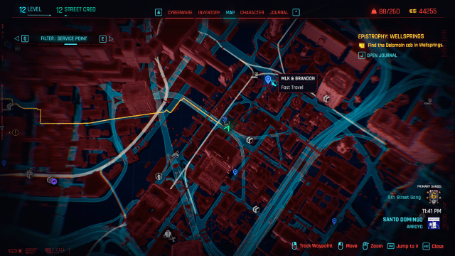 Map shown in Cyberpunk.