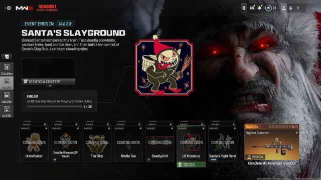 The Santa's Slayground challenges in MW3 and Warzone during CODMAS event.