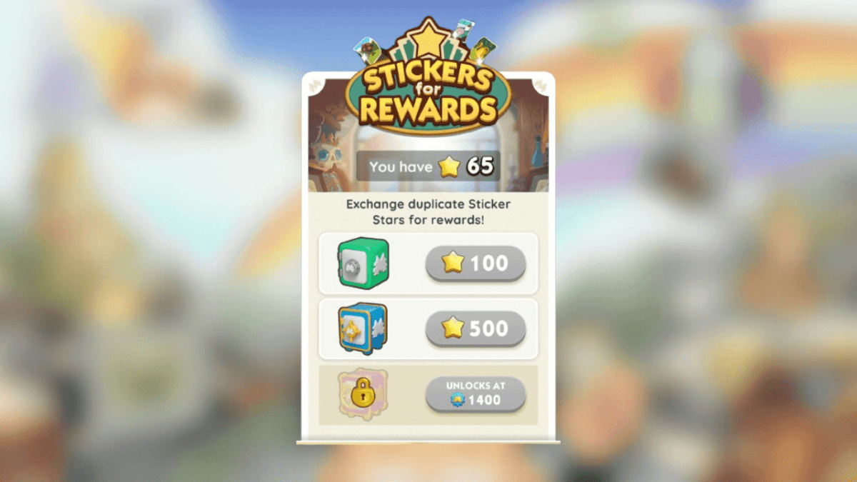 Monopoly GO's Sticker for Rewards menu screenshot