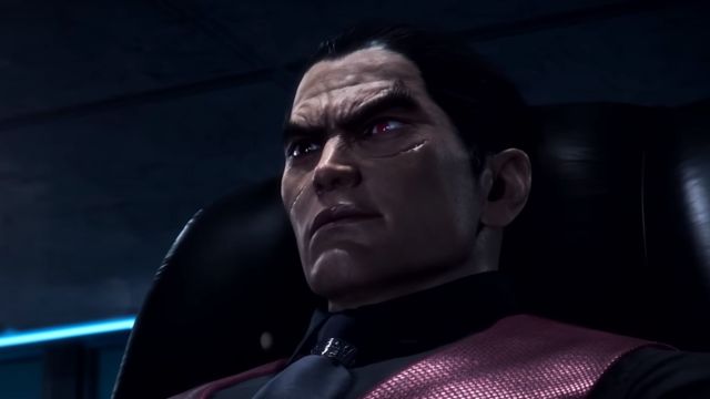 close up of kazuya in tekken 8 cutscene