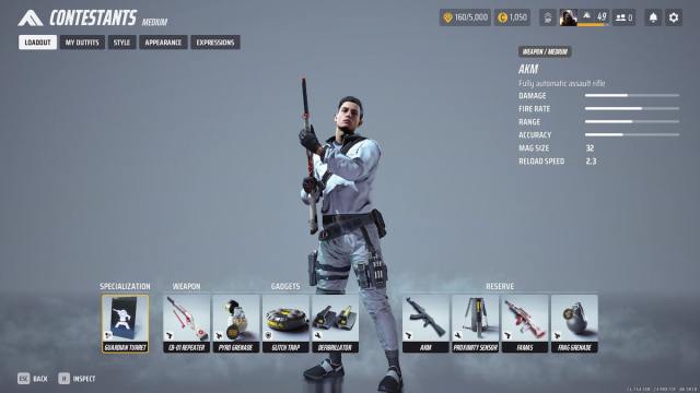 Loadout menu in THE FINALS