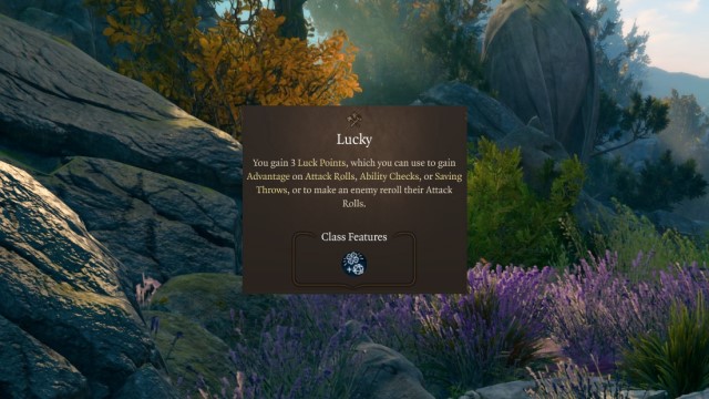 The Lucky feat sits on the level-up screen of BG3.