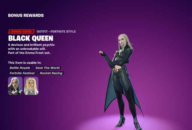 Emma Frost Black outfit in Fortnite