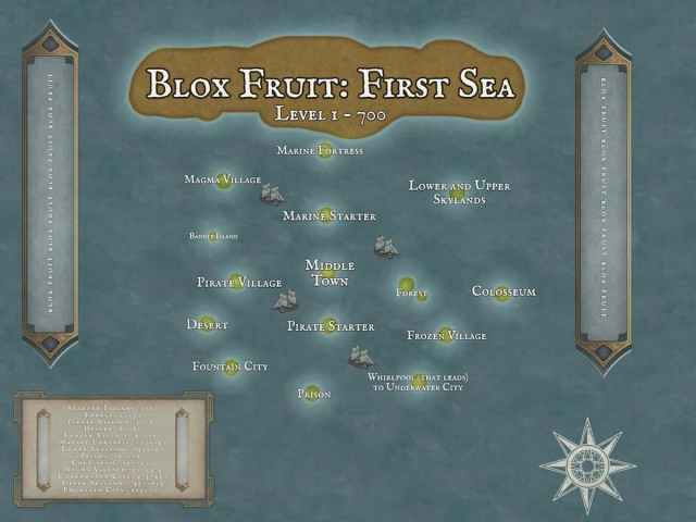 A map showing all islands in Blox Fruit