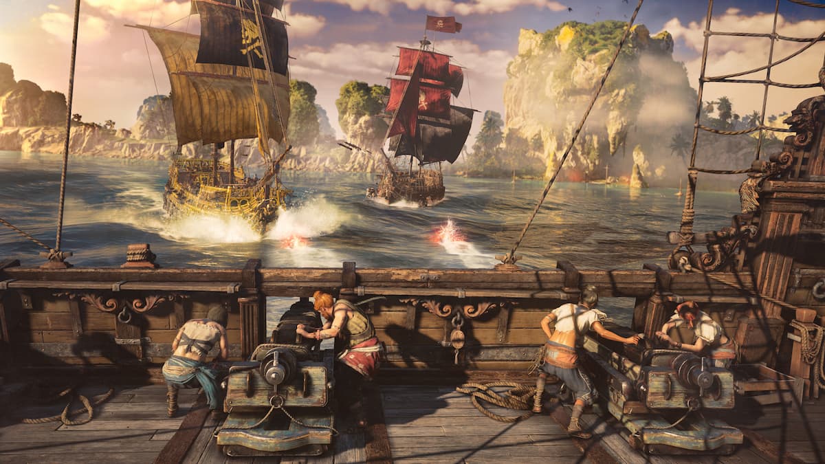 Pirates working away on a ship in Skull and Bones