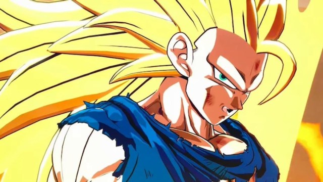 Super Saiyan 3 Goku looking ready to continue a tough battle.