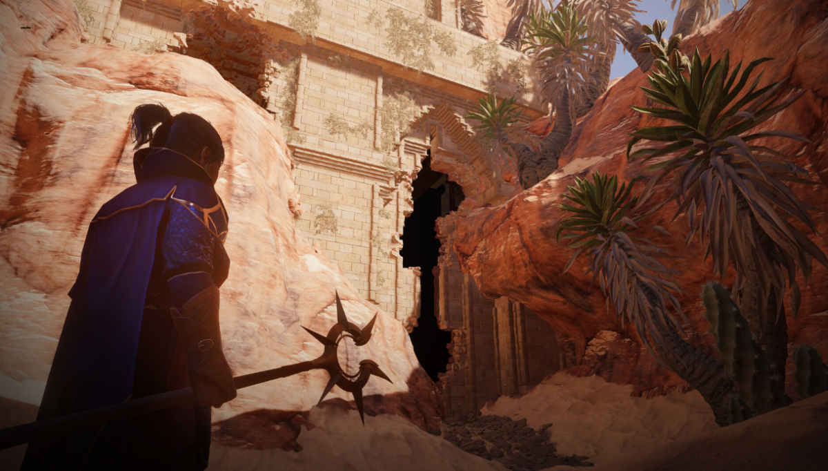 Image of a woman holding a staff in Enshrouded.