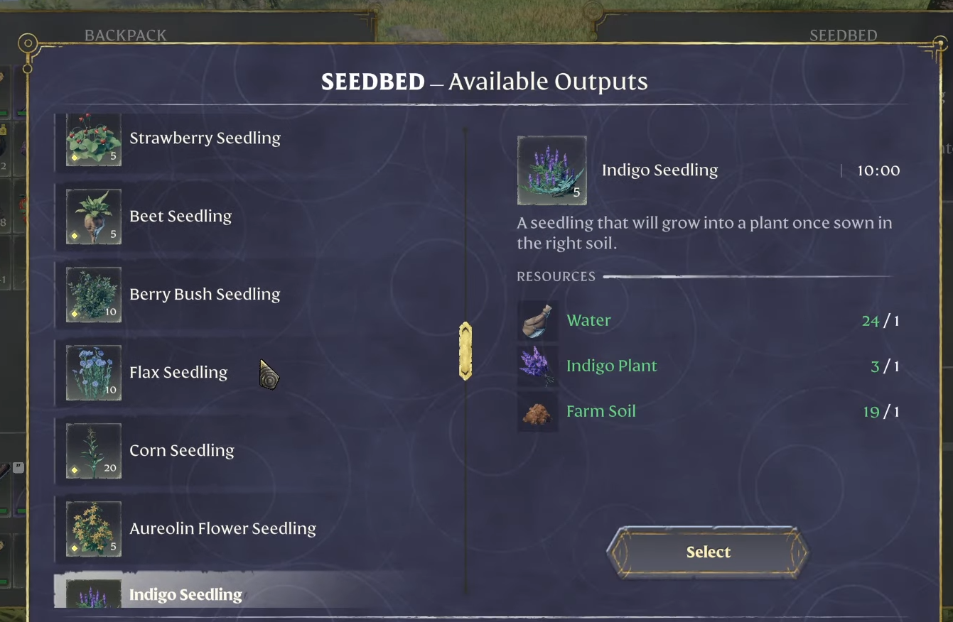 Image of the Indigo Seedling in Enshrouded.