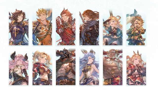 A screenshot of the character art for the allies in Granblue Fantasy: Relink.