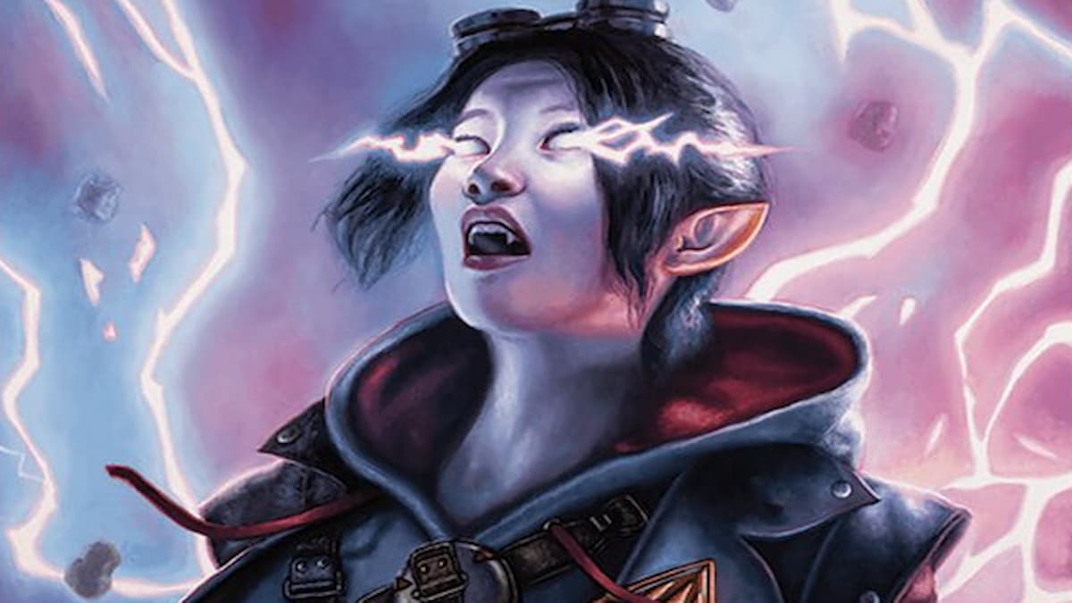 Woman getting shocked in MTG