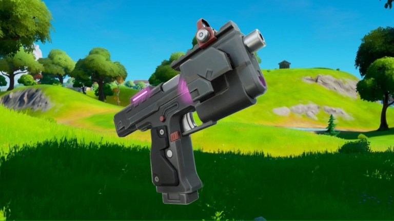 Lock On Pistol in a Fortnite background