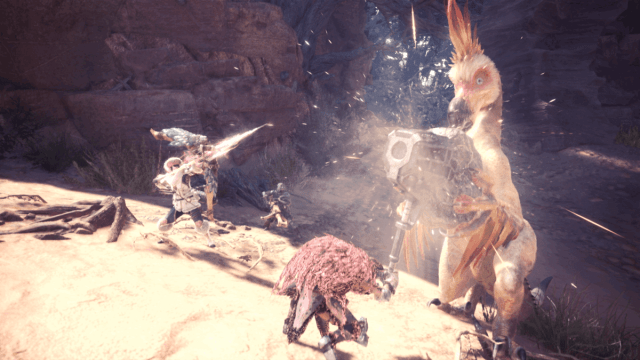 Players decimating a monsters in Monster Hunter Rise