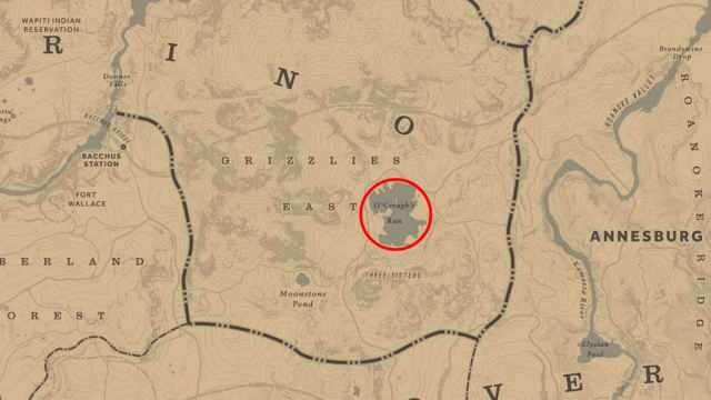 O'Creagh's Run circled on the RDR2 map