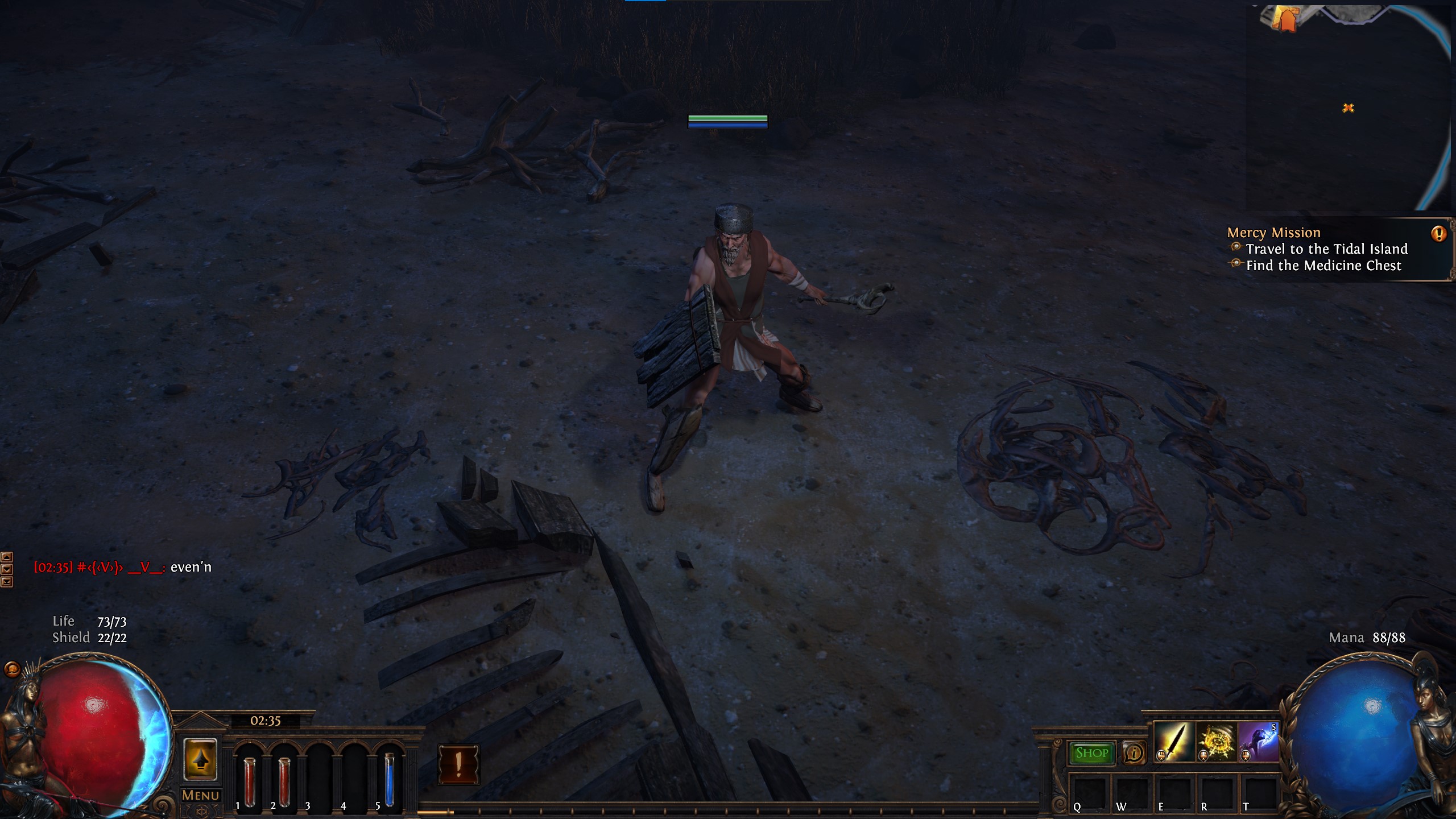 An image of the Templar standing on a beach in Path of Exile.