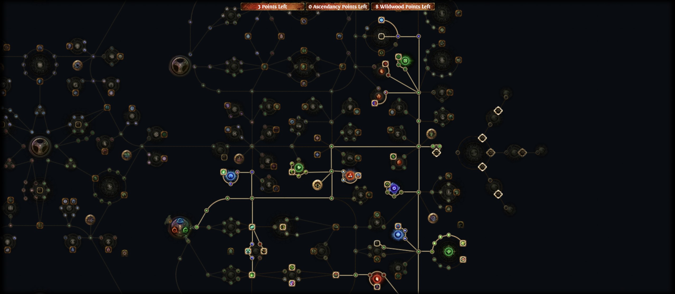 An image of the upper half of the Deadeye's preferred passive skills in Path of Exile.