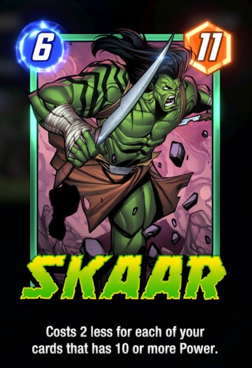 Skaar card, holding his sword.