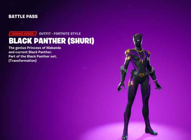 Black Panther Shuri skin in Fortnite