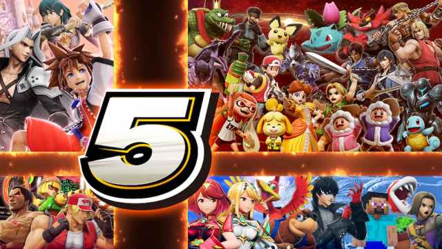 A fifth anniversary image featuring all of the new Smash Ultimate fighters.