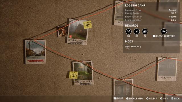 The Planning Board in The Last of Us Part 2 Remastered's No Return game mode