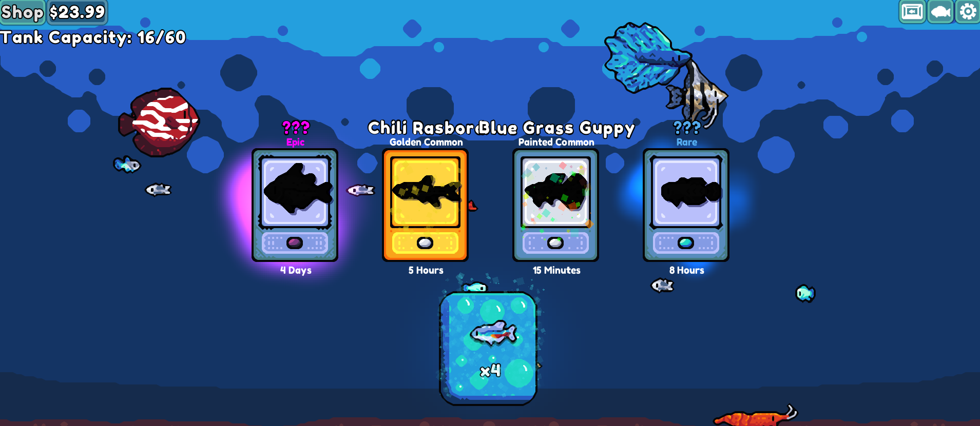 Unlocking fish in Chillquarium