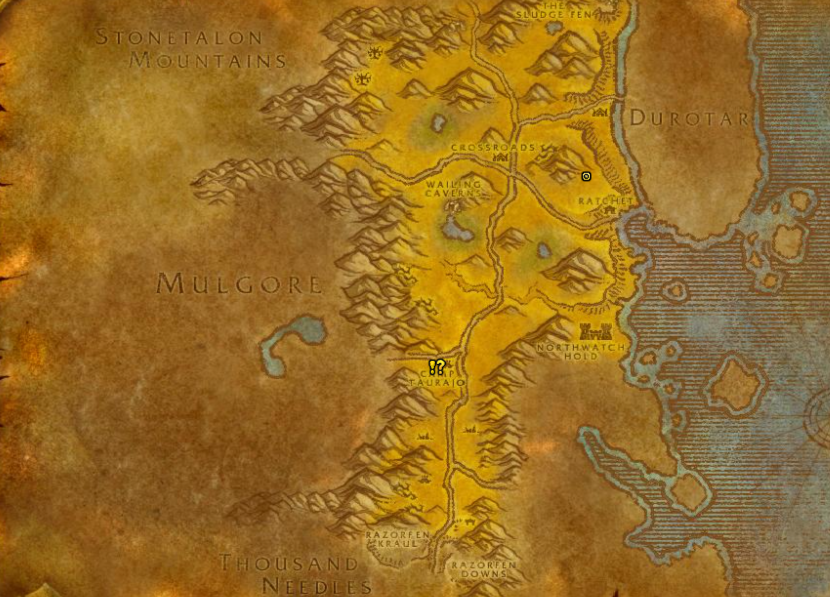 Image of the map in WoW SoD showing The Barrens.