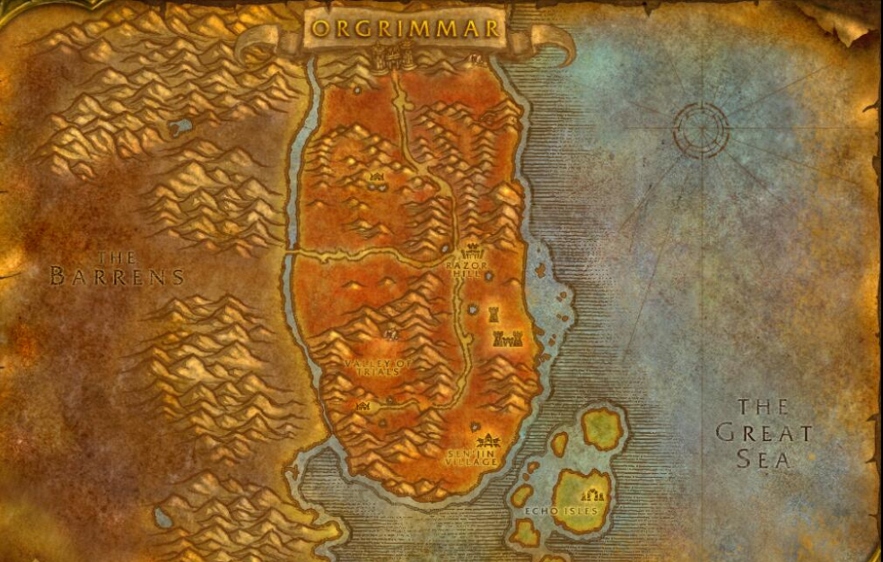 Image of the Durotar map in WoW SoD.