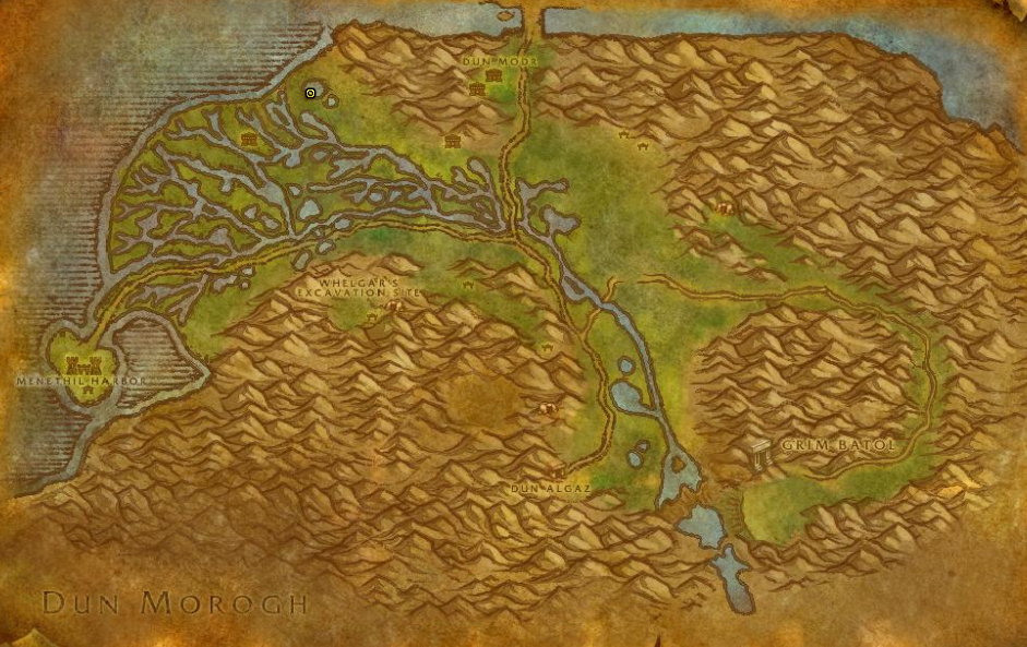 Image of the map in WoW SoD showing the Wetlands.