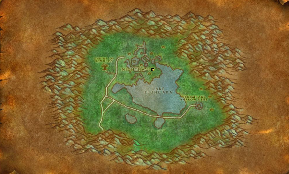 Image of the map in WoW SoD showing Moonglade.