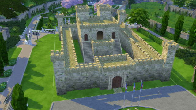 A castle being built in The Sims 4.