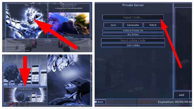 How to join private servers in A Universal Time