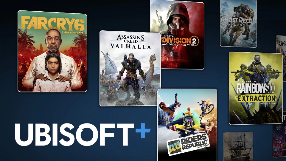 Covers of Ubisoft games on a Ubisoft Plus promo.