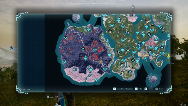 Palworld volcano biome fast travel map
