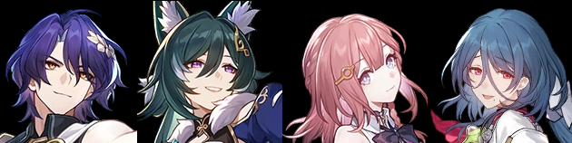 Four icons of characters in Honkai.