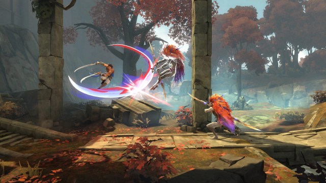 An in-game image from Prince of Persia: The Lost Crown showing combat.