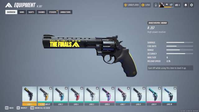 R .357 weapon overview screen in THE FINALS