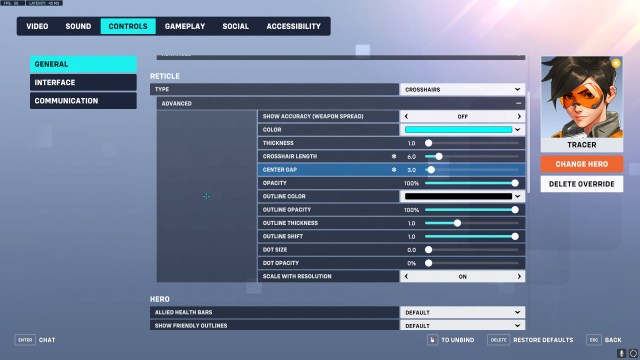 The best crosshair settings for Tracer in Overwatch 2.