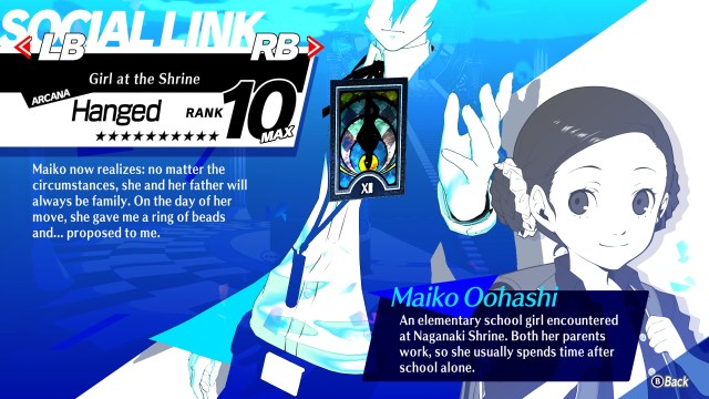 A maxed-out social link with Maiko.