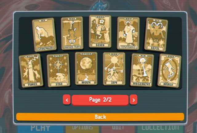 A screenshot of a collection of Tarot Cards in Balatro.