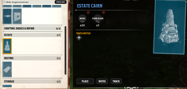 Estate Cairn recipe in Nightingale