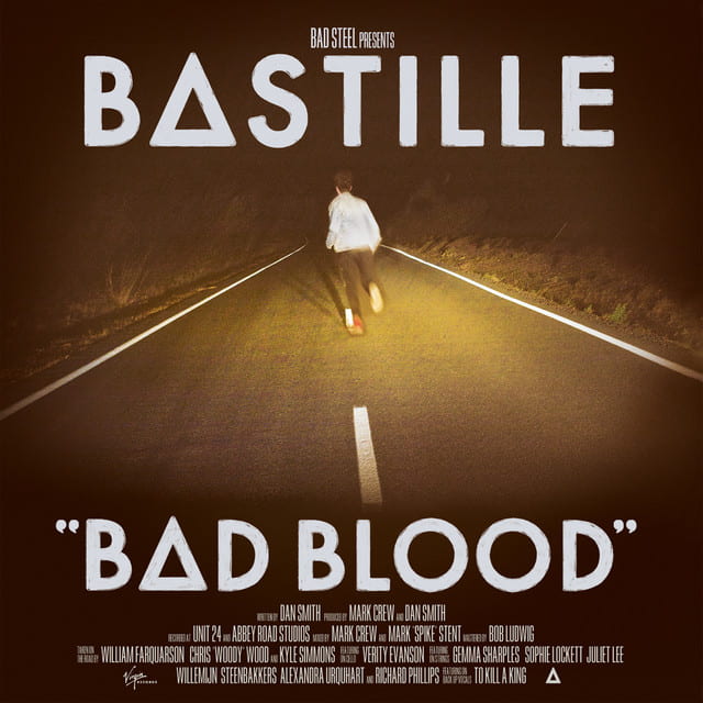 An image of the Bad Blood Cover art, which contains the song Pompeii by Bastille in Fortnite Festival. This Art features a man running down the middle of a road. 