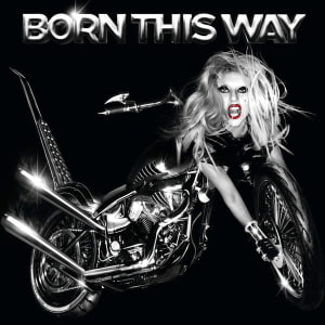 An image of the Born This Way cover art, which features Lady Gaga transforming into a motorcycle. 