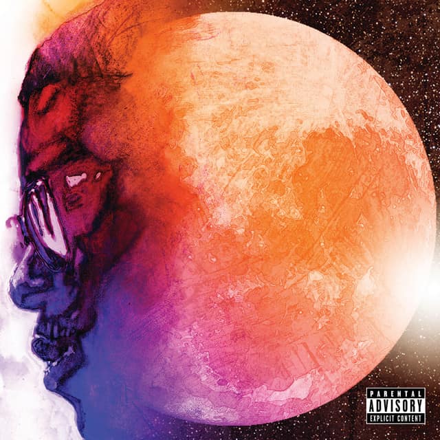 An image from Fortnite Festival of the song Day N Nite, which features Kid cudi's face transitioning into a moon. 