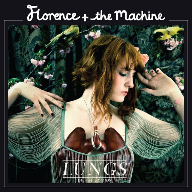 An image of the Dog Days Are Over cover art, a song in Fortnite Festival This cover showcases Florence in the middle of a forest with oversized lungs. 