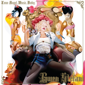 An image of the Hollaback girl cover art, which is in Fortnite Festival. This art showcases Gwen Stefani sitting on a chair. 
