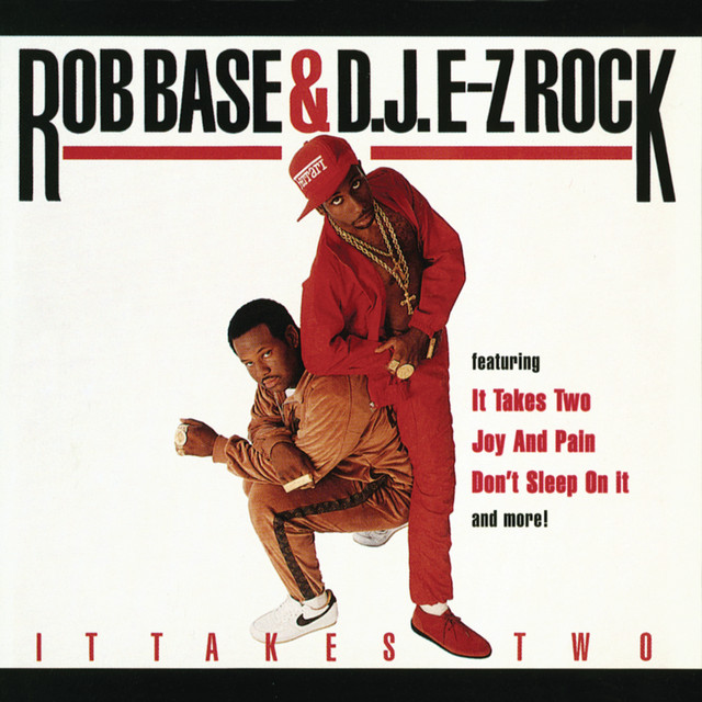 An image of the It Takes Two cover art from Fortnite Festival. This showcases the two singers against a white background while they wear red and brown clothes. 
