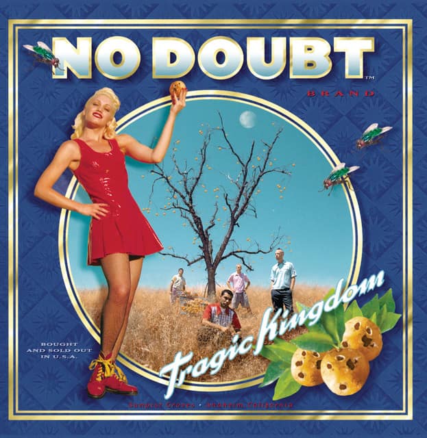 An image of the cover of Just A Girl from Fortnite Festival, which features thes inger standing in front of a desert. 