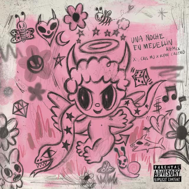 An image from Fortnite Festival of the Manana Sera Bonito, a remix album by Karol G. This remix album is pink with drawn on characters. 